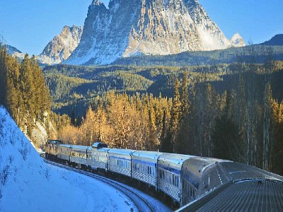 VIA Rail in the Canadian Rockies in winter VIA Rail in the Canadian Rockies in winter