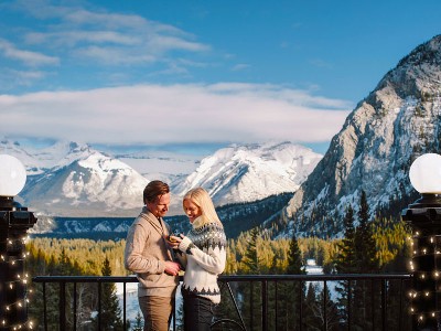Banff Springs Hotel in Alberta, Canada A couple at the Banff Springs Hotel in Alberta, Canada