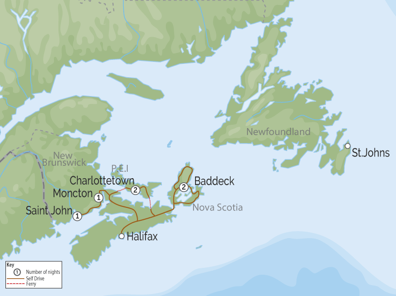 Bay of Fundy, Prince Edward Island & the Cabot Trail Road Trip map