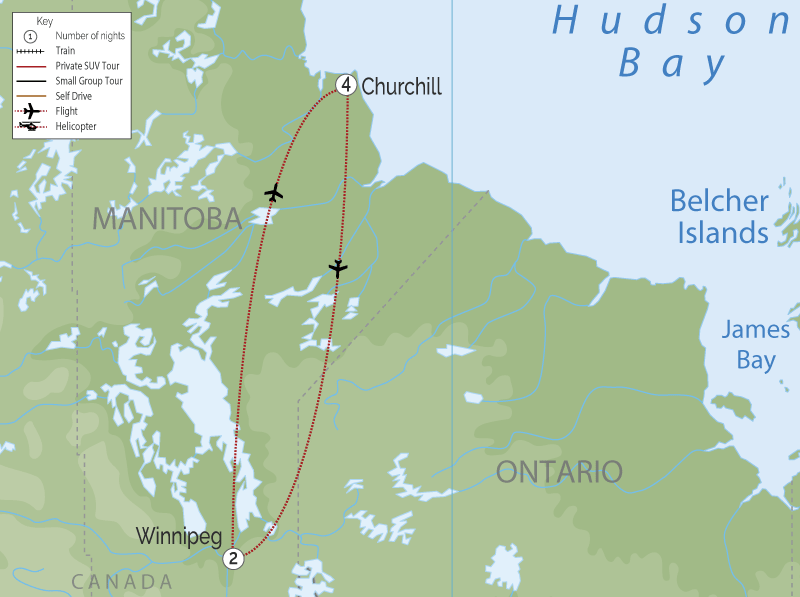 Canada Polar Bear Tours | Beluga Whales, Bears & Bloom map