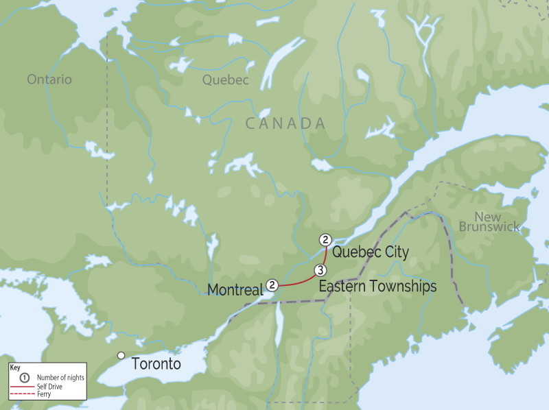 Cities of Quebec and Countryside | Private Touring map