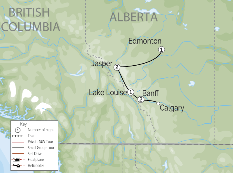 Edmonton to the Rockies map
