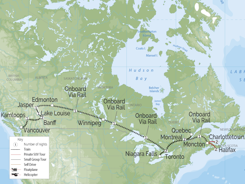Grand Canadian Train Journey | Halifax to Vancouver map