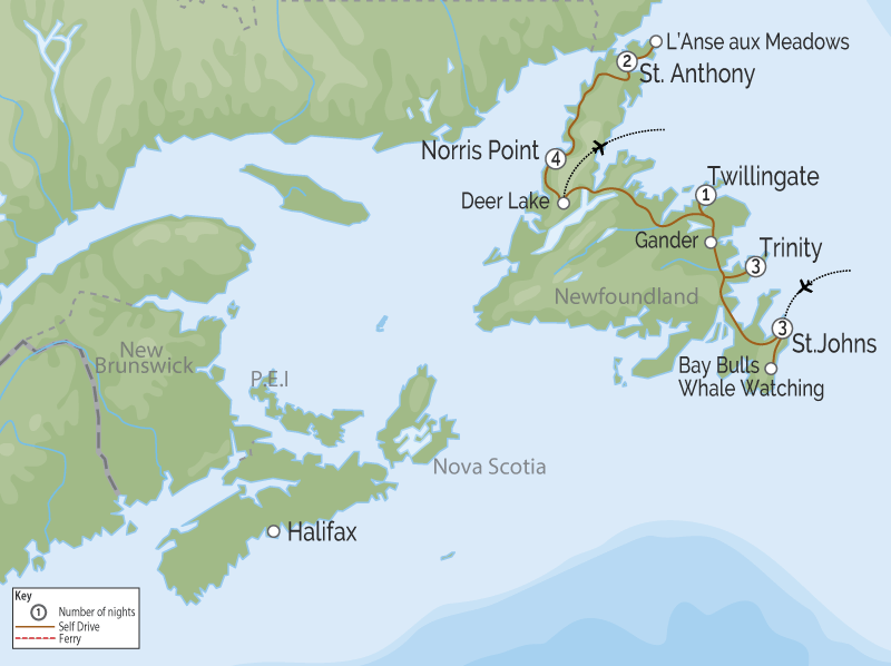 Newfoundland Discovery | Atlantic Canada Road Trip map