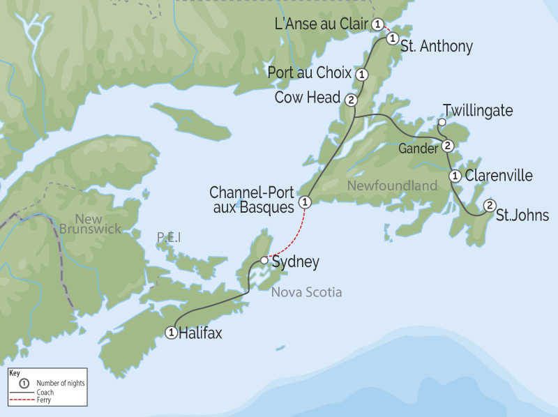 Newfoundland Small Group Tour | Circle Newfoundland & Labrador map