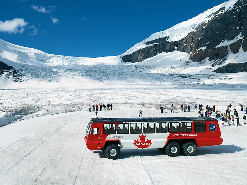 Canadian Rockies Train Combo Circle Tour | Ice Explorer ride onto Athabasca Glacier