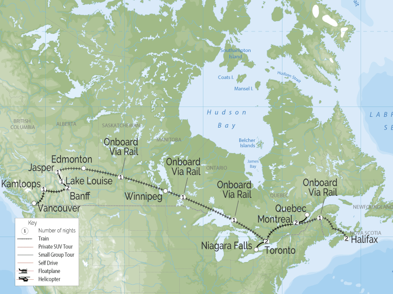 Trans Canada Train Trip Adventure | Halifax to Vancouver map