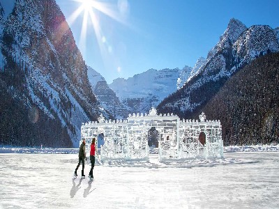 Ice Skating at Lake Louise, Alberta in Winter Ice Skating at Lake Louise, Alberta in Winter